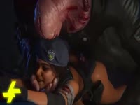 Monster destroys a hot hentai policewoman's tight pussy